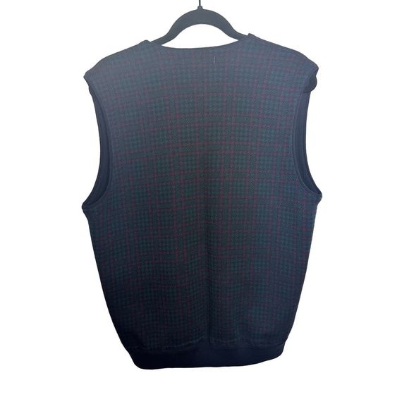Giovanni Valentino Houndstooth Green Red Holiday Sweater Vest Sz 48 Men's - Picture 2 of 6